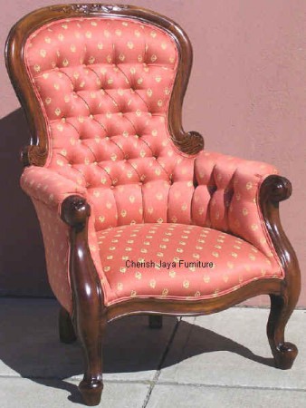 Code: CS 238-M Name: Grandfather Chair  Size: W=70 x D=76 x H=104 cm Wood: Solid Mahogany With beautiful upholstery or on request any other type/color of upholstery.